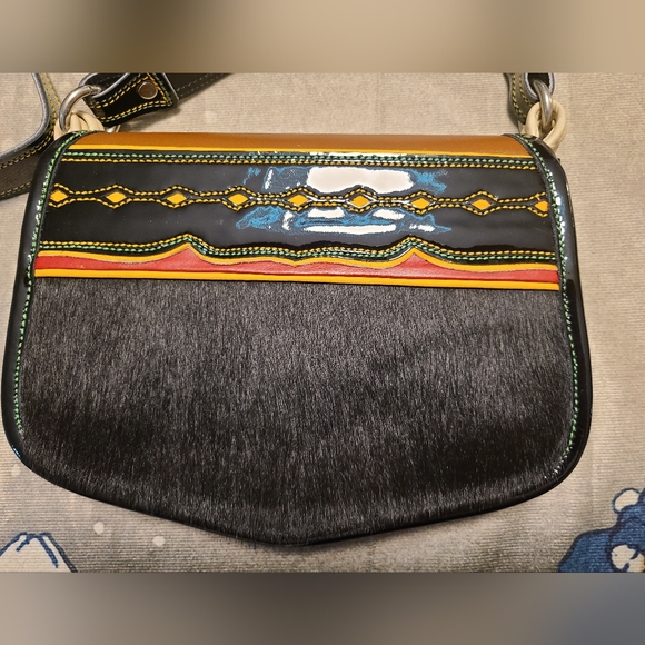 Earthyk Animal Hide Patent Leather Shoulder Bag - Picture 2 of 11